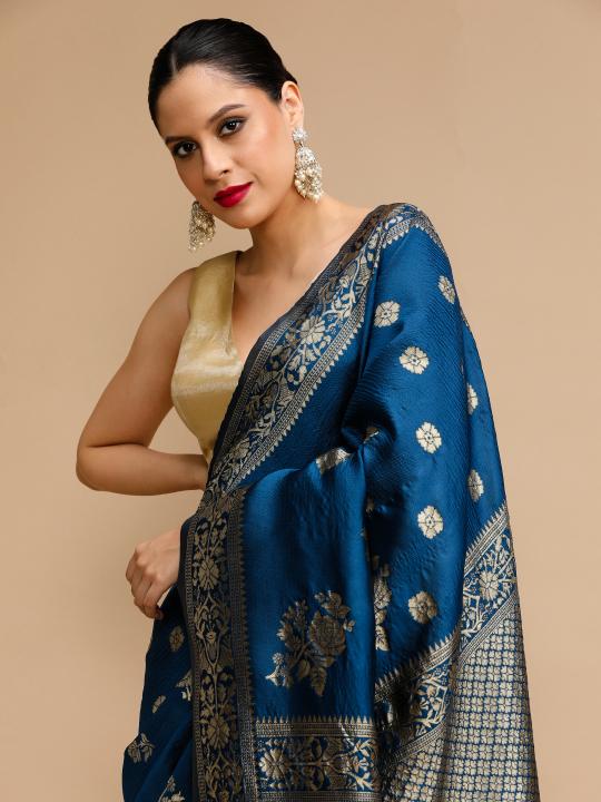 Blue Lichi Silk Saree