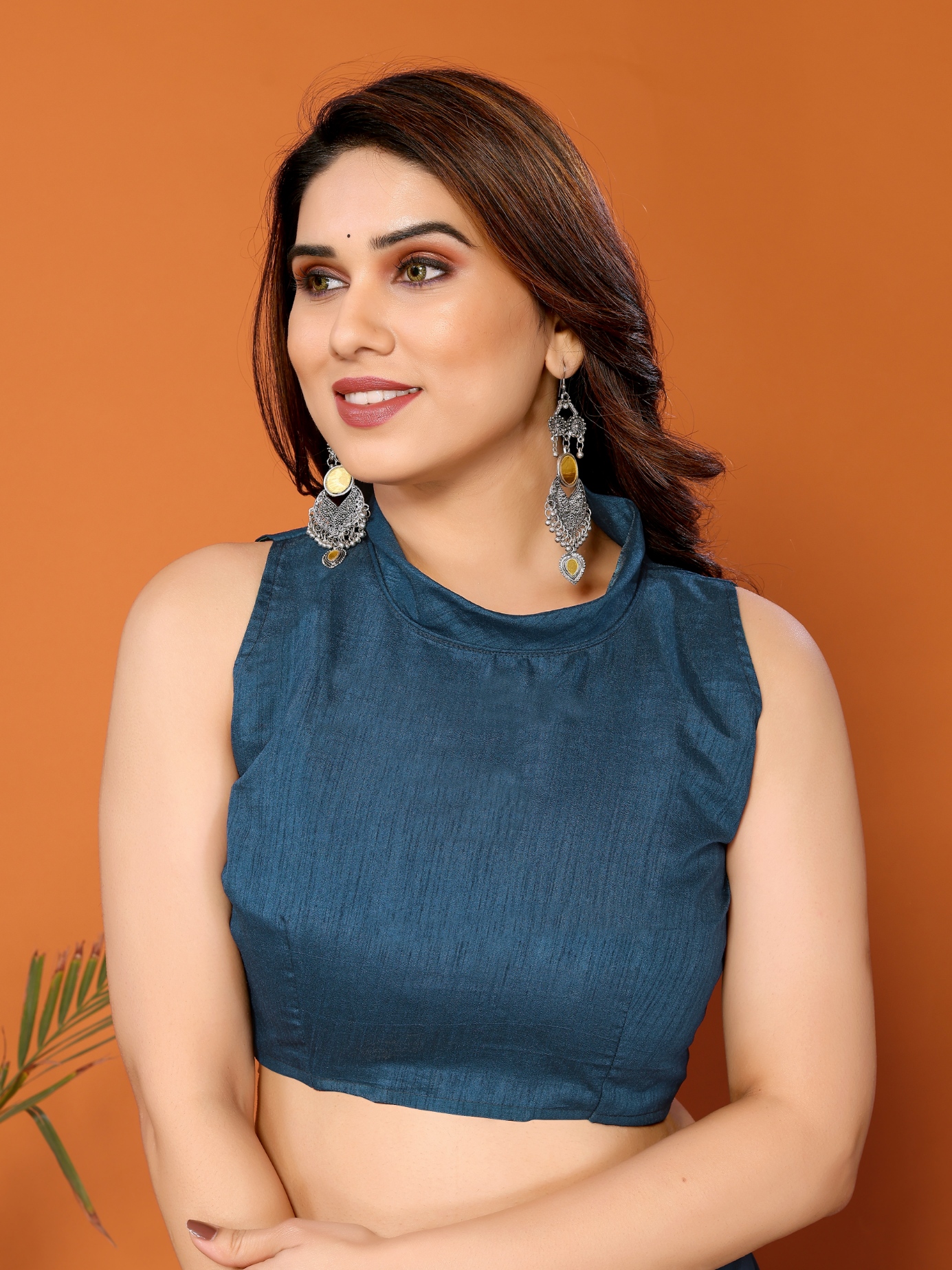 Blue Mirror Work Georgette Saree
