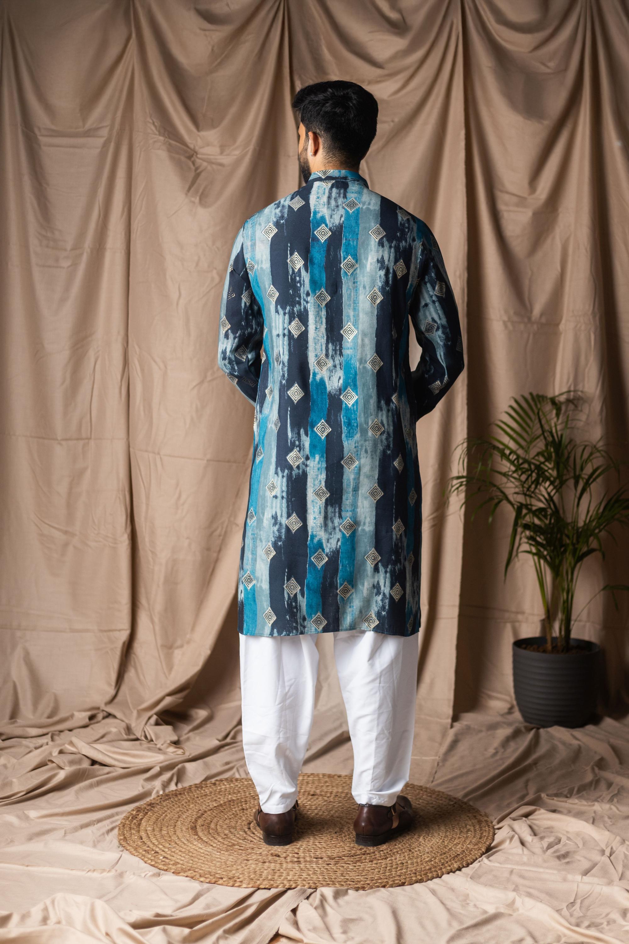 Blue Modal Silk Kurta Payjama