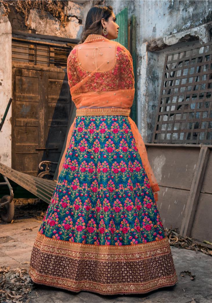 Blue Mulberry Silk Lehenga Choli — alternate view