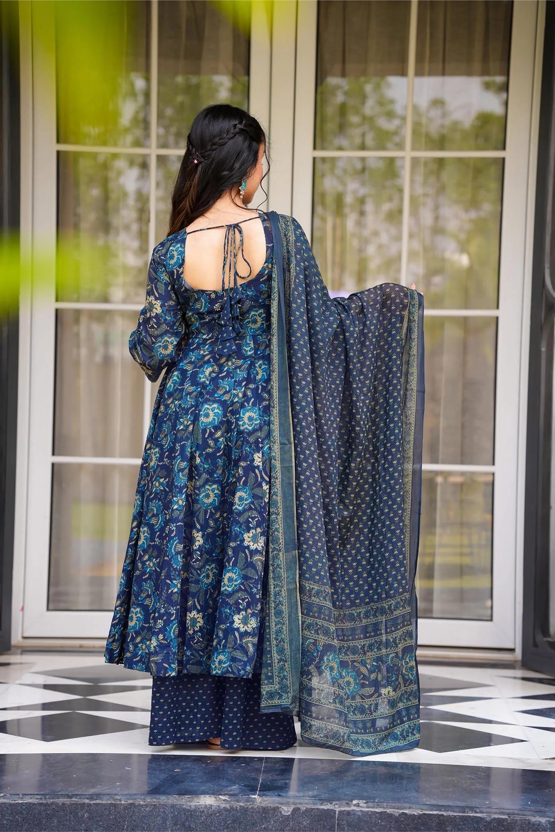 Blue Muslin Readymade Suits — alternate view
