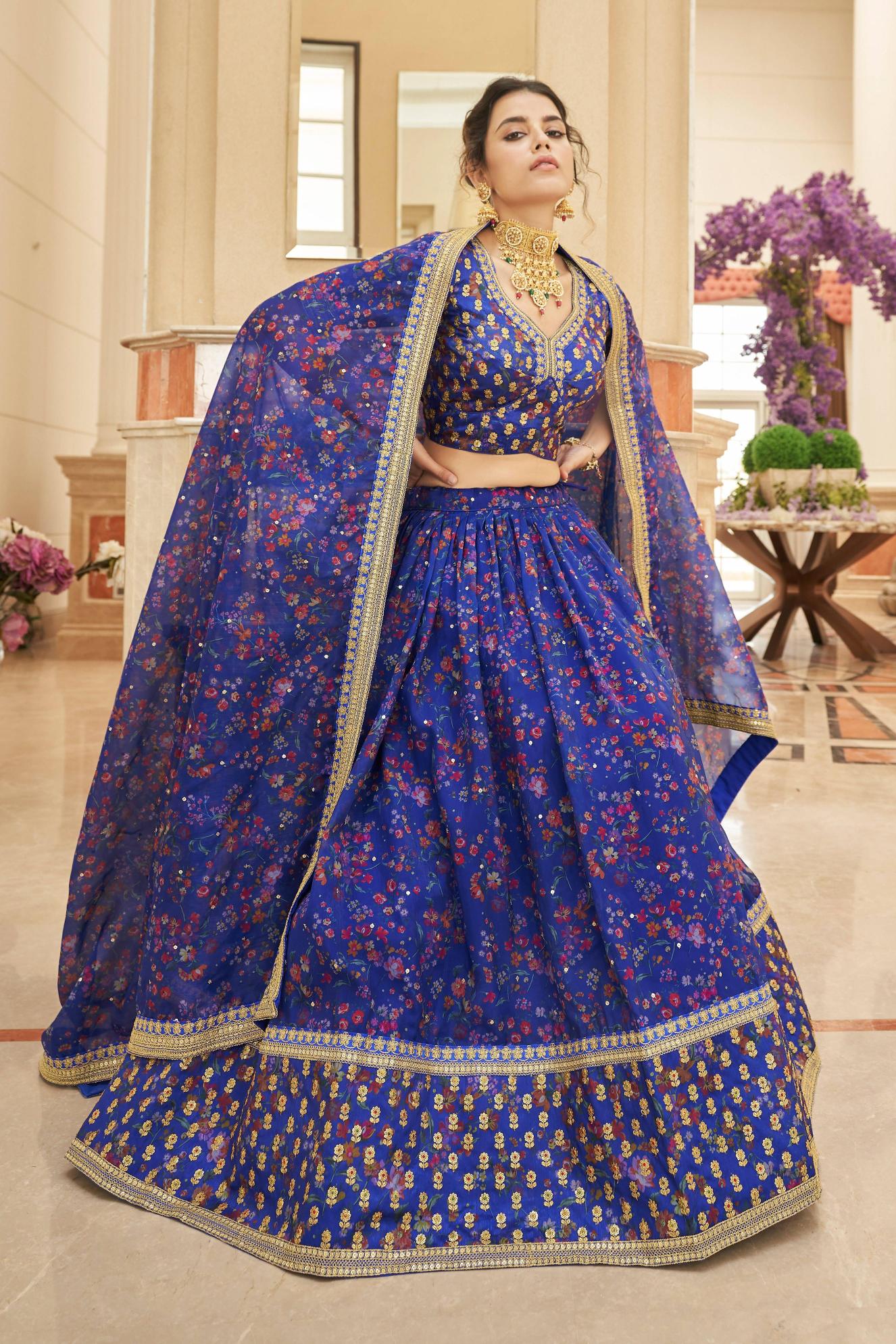 Blue Organza Lehenga Choli — alternate view