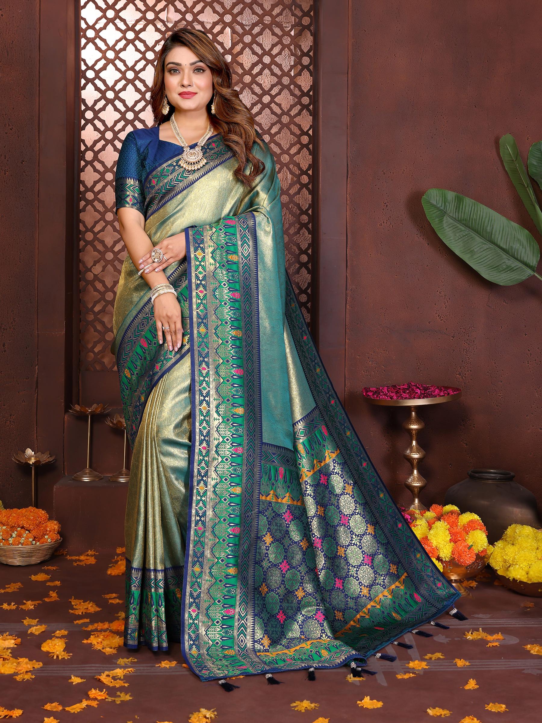 Blue Paithani Banarasi Tissue Silk Saree