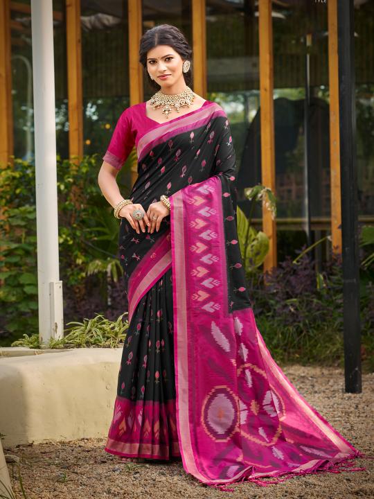 Blue Pink Soft Silk Saree