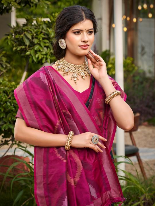 Blue Pink Soft Silk Saree — alternate view