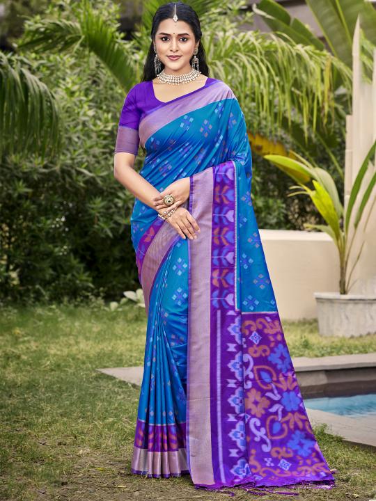 Blue Pochampalli Silk Saree