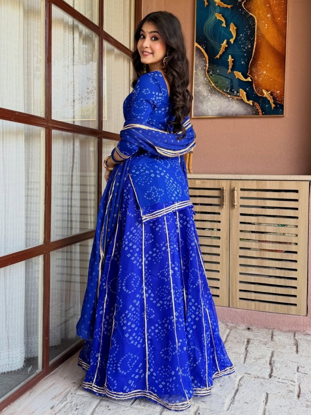 Blue Printed Georgette Sharara Suit — alternate view