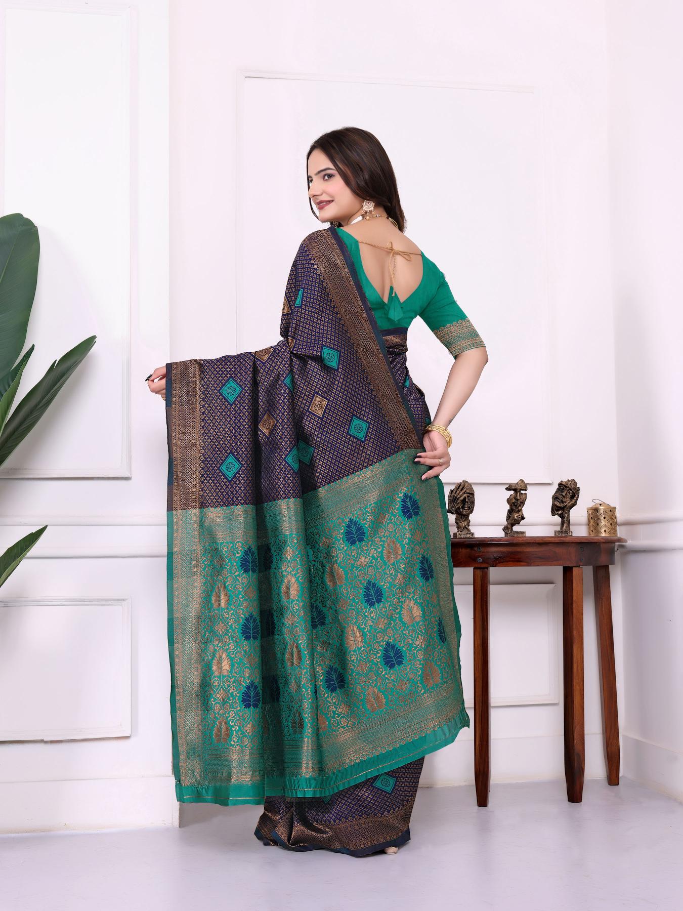 Blue Rama Art Silk Saree — alternate view