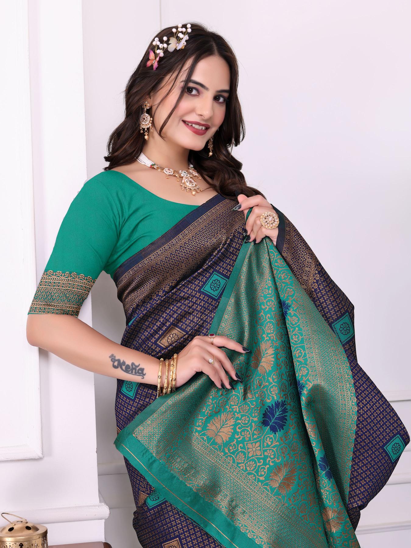 Blue Rama Art Silk Saree