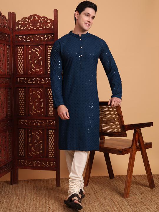 Blue Rayon Kurta Payjama — alternate view