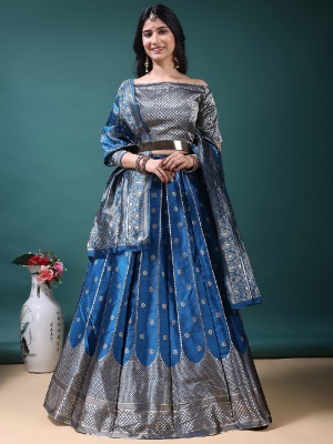 Blue Regal Jacquard Lehenga Choli