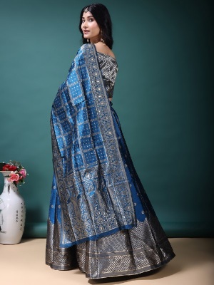 Blue Regal Jacquard Lehenga Choli — alternate view