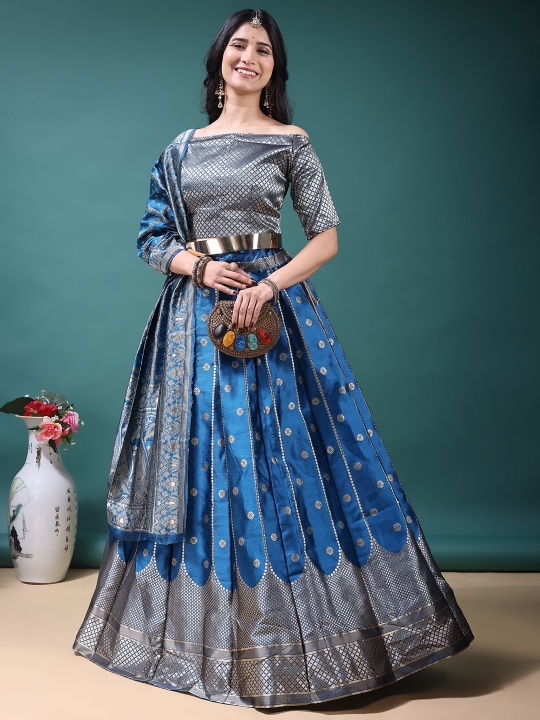 Blue Regal Jacquard Lehenga Choli