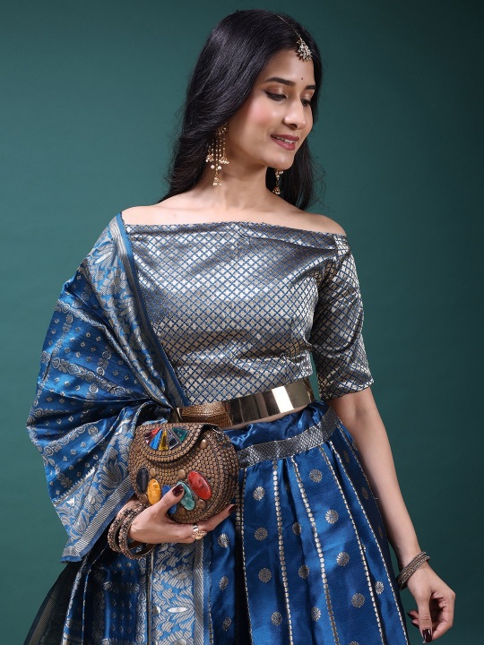 Blue Regal Jacquard Lehenga Choli