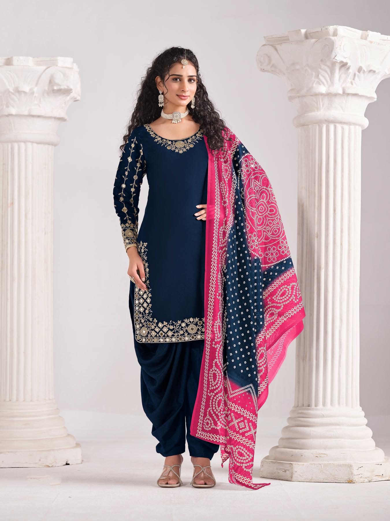 Blue Roman Silk Salwar Suits