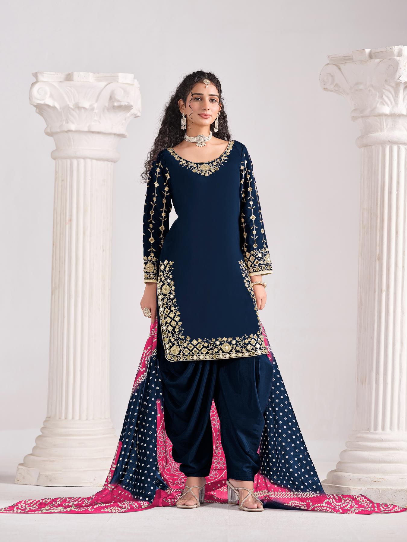 Blue Roman Silk Salwar Suits