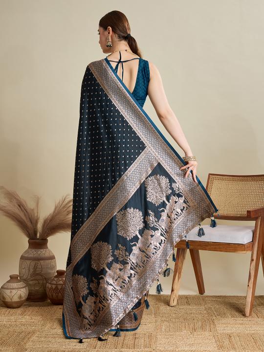 Blue Satin Silk Saree — alternate view