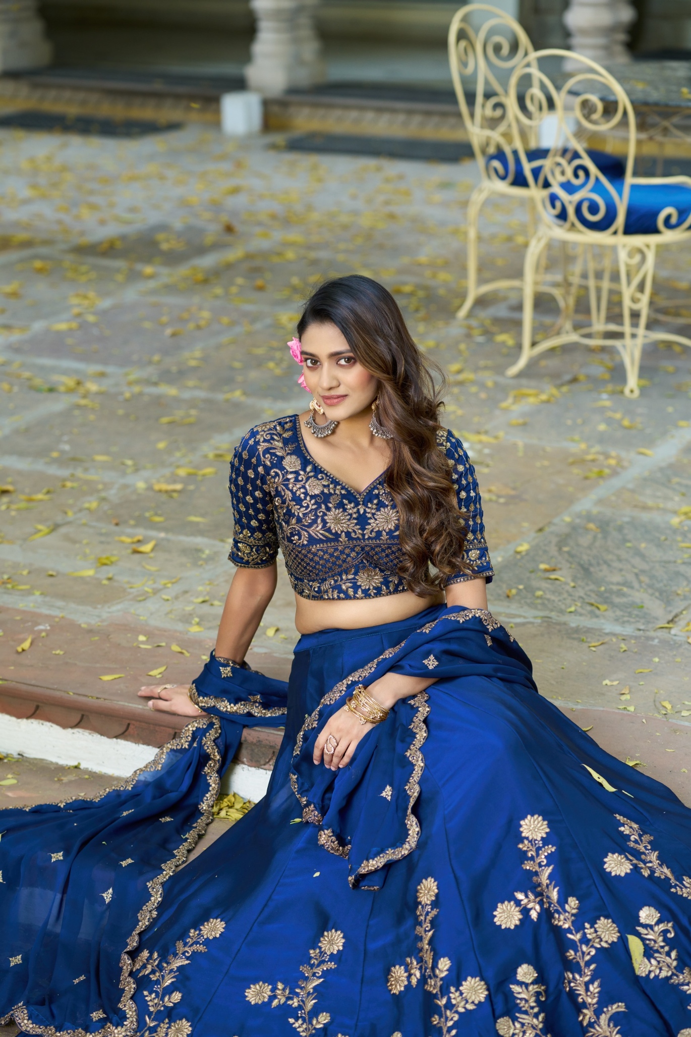 Blue Sequins Rangoli Silk Lehenga Choli — alternate view