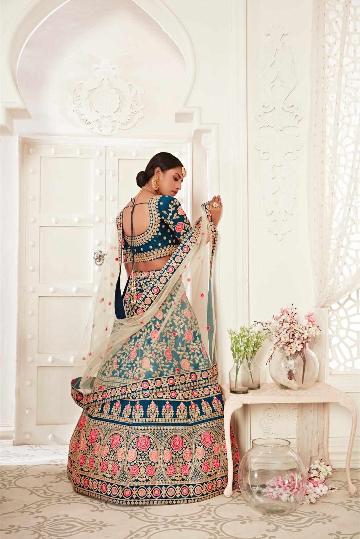 Blue Silk Lehenga Choli — alternate view