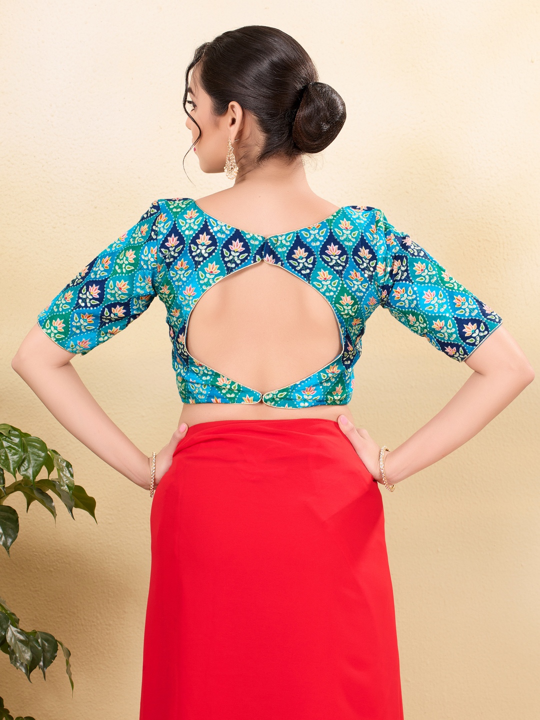Blue Silk Printed Fitted Blouse — alternate view
