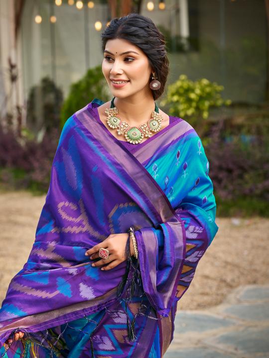 Blue Violet Soft Silk Saree — alternate view