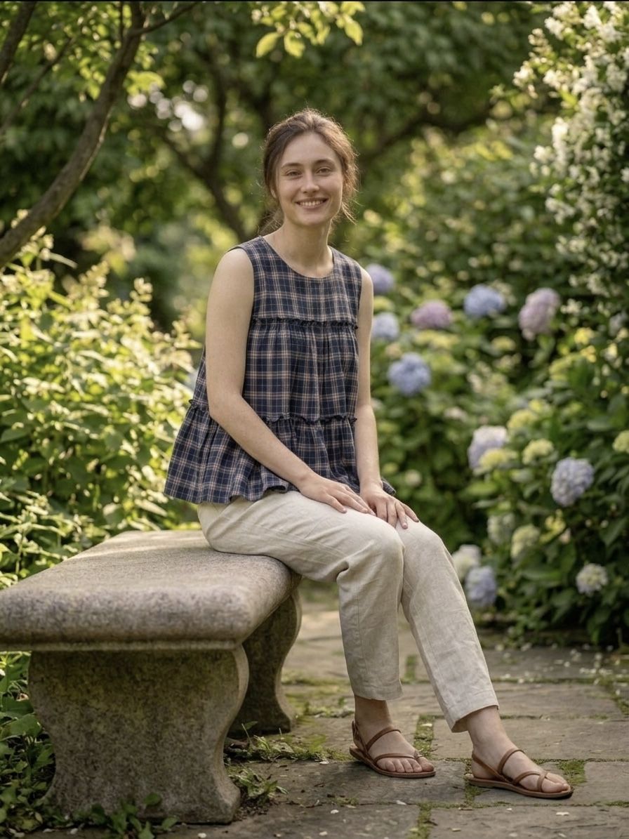 Blue Woven Checks Linen Cotton Sleeveless Co-Ord Set