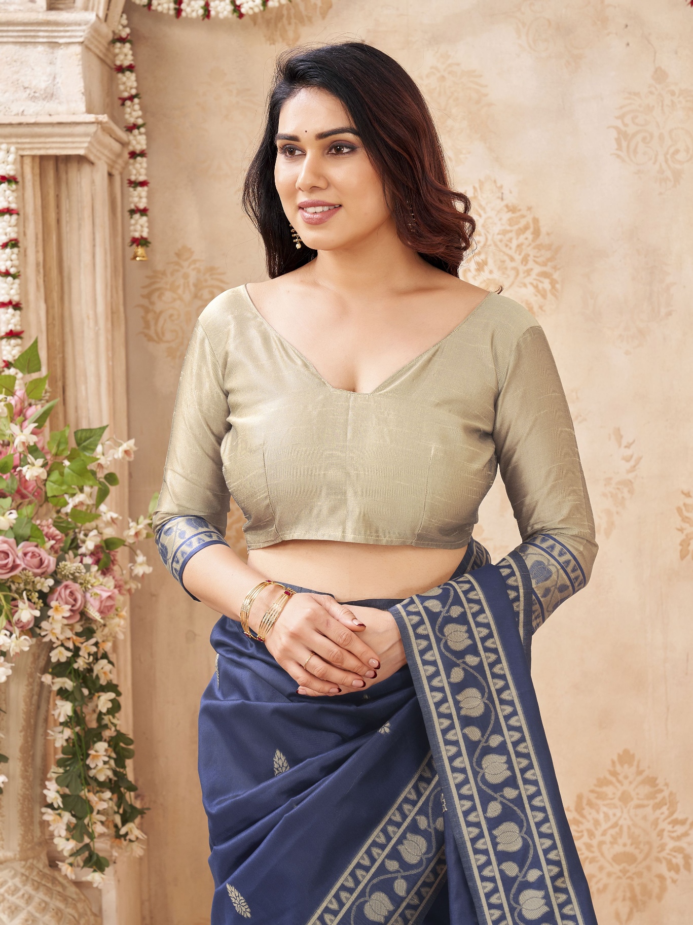Blue Woven Designer Handloom Raw Silk Saree
