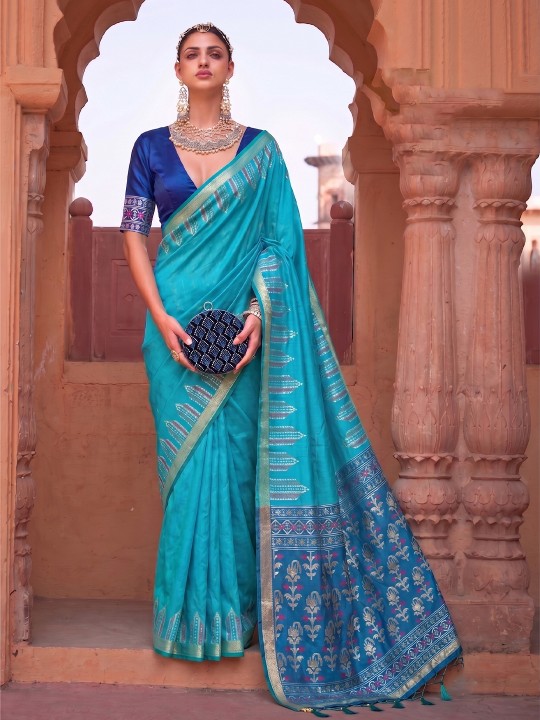 Blue Woven Designer Soft Silk Saree