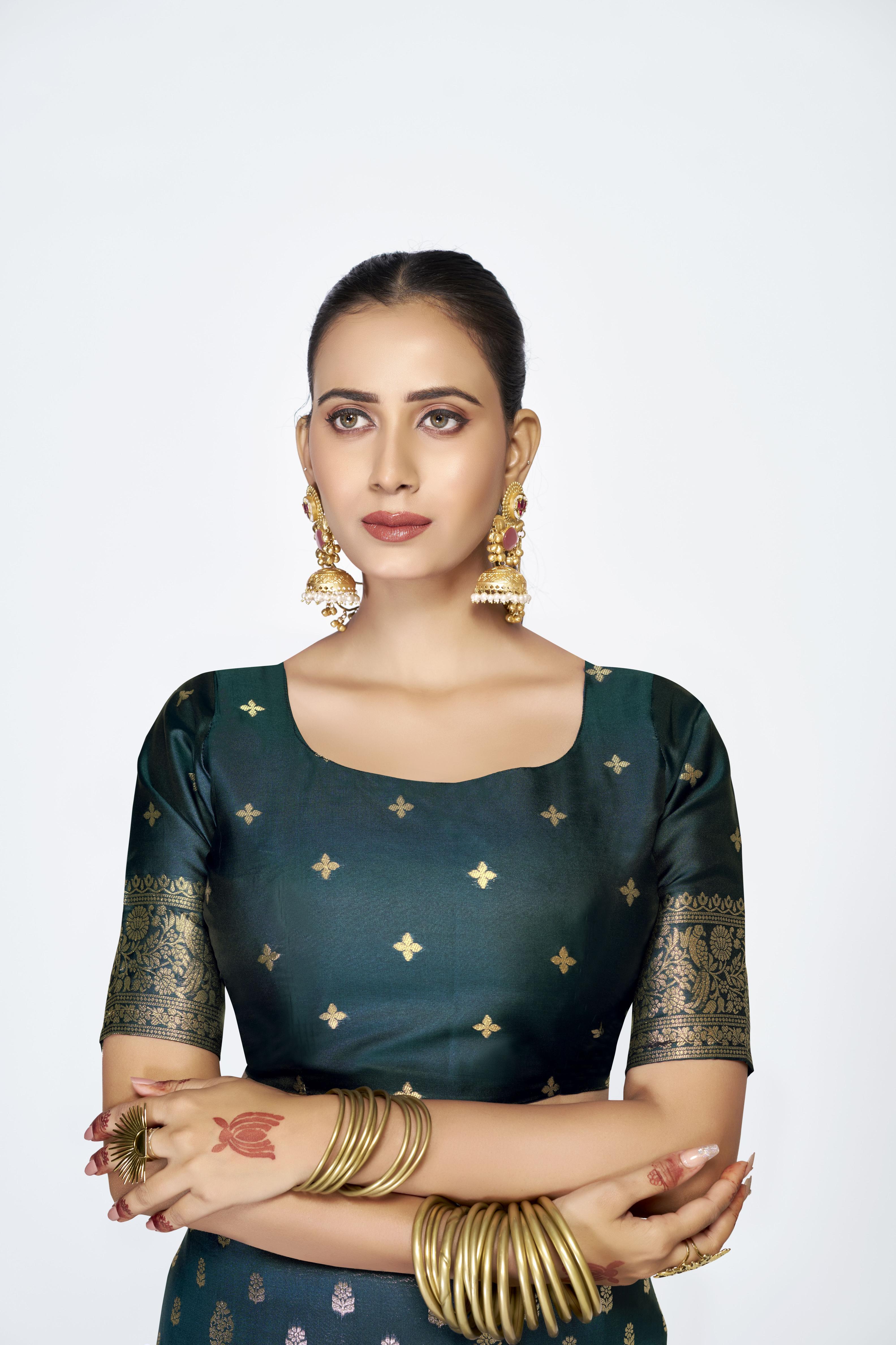 Blue Zari Butti Designer Banarasi Silk Saree