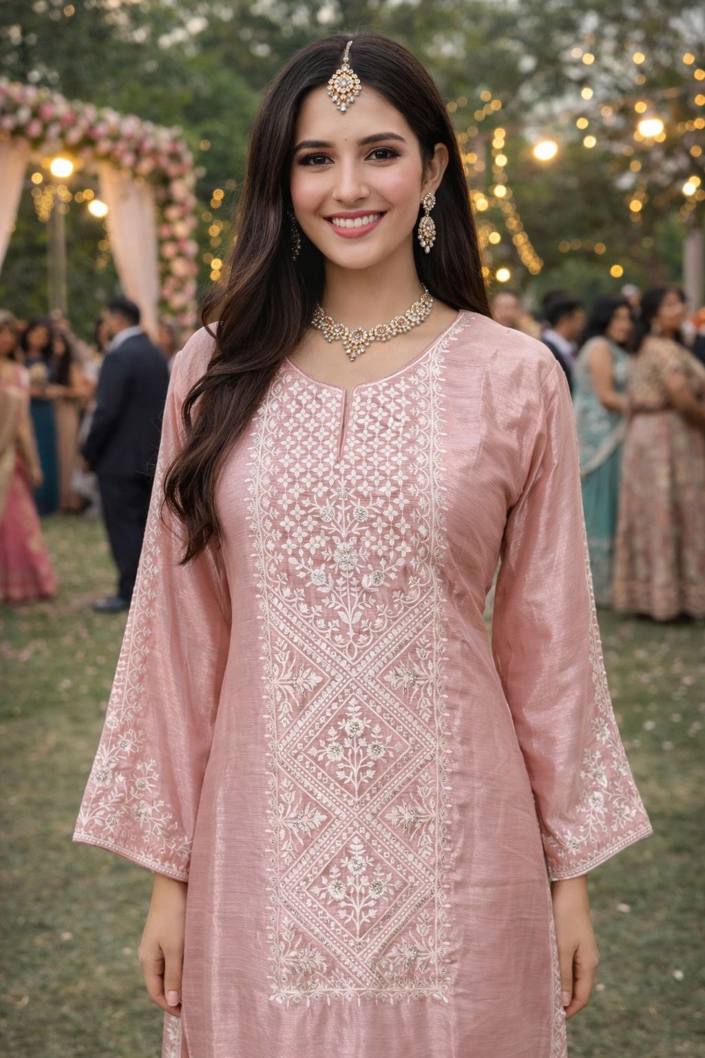 Blush Pink Chinon Silk Floral Embroidered Salwar Suit — alternate view