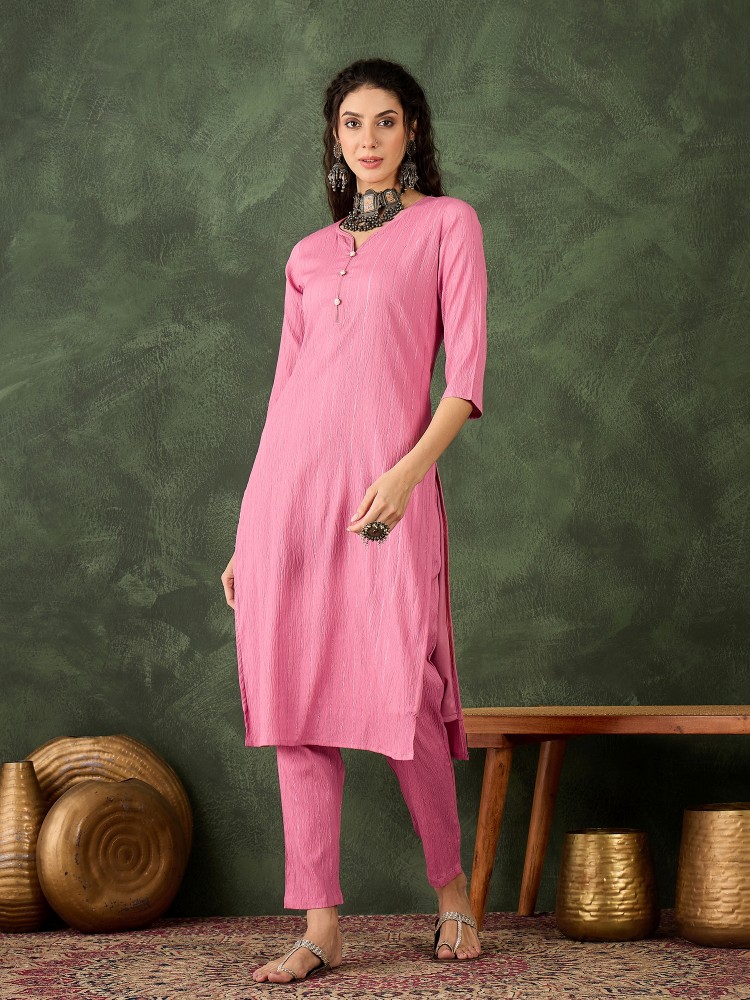 Blush Pink Cotton Silk Blend Kurta Set