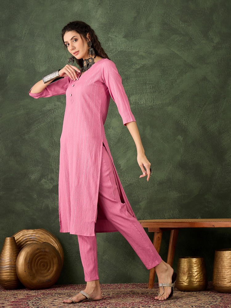 Blush Pink Cotton Silk Blend Kurta Set — alternate view
