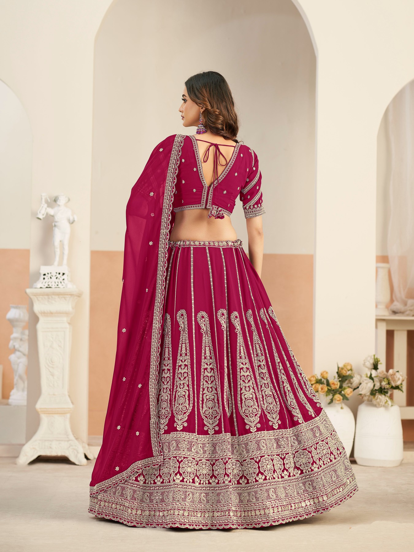 Blush Pink Embroidered Faux Georgette Party Wear Lehenga Choli — alternate view