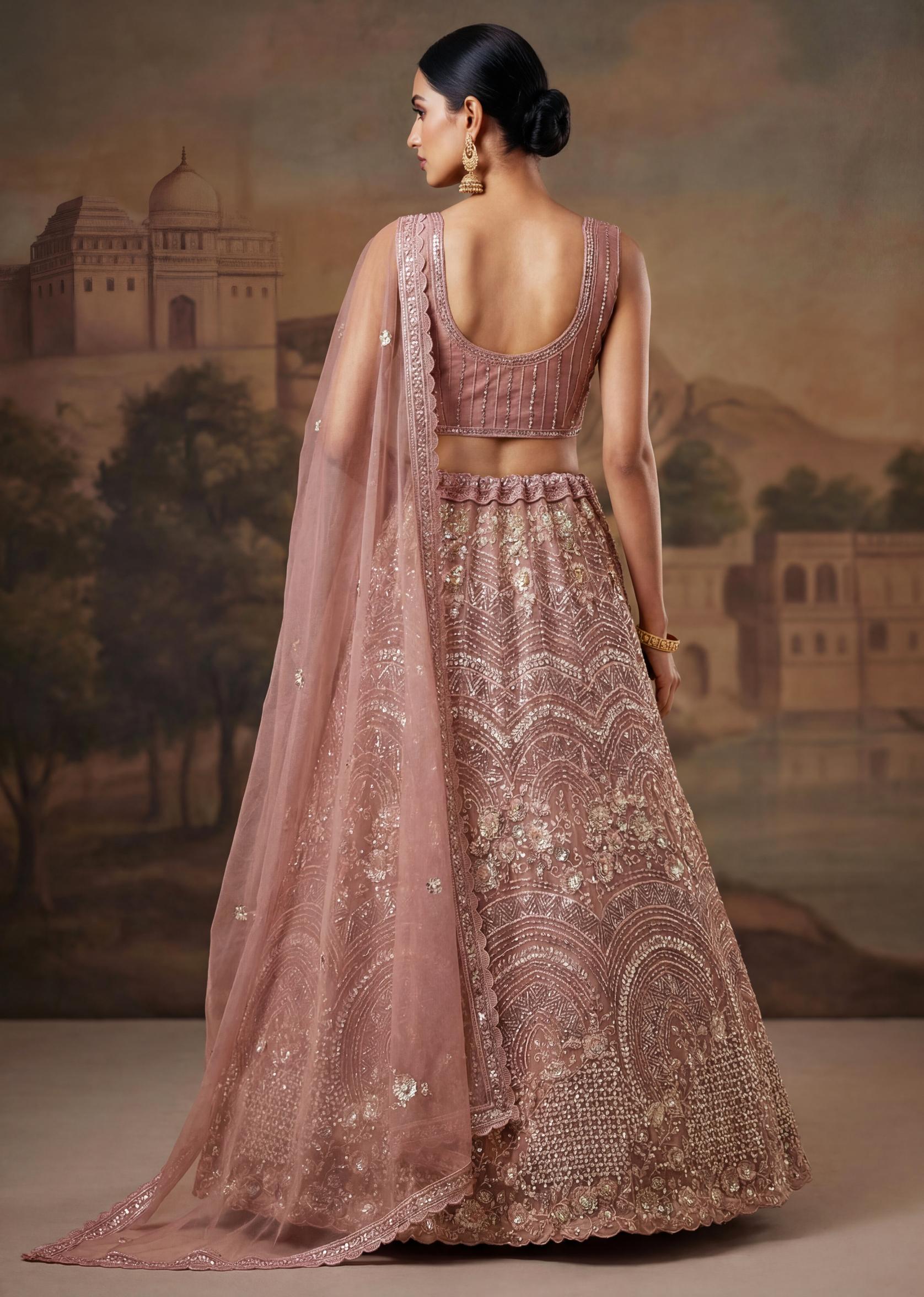 Blush Pink Floral Beaded Embroidered Lehenga Choli — alternate view