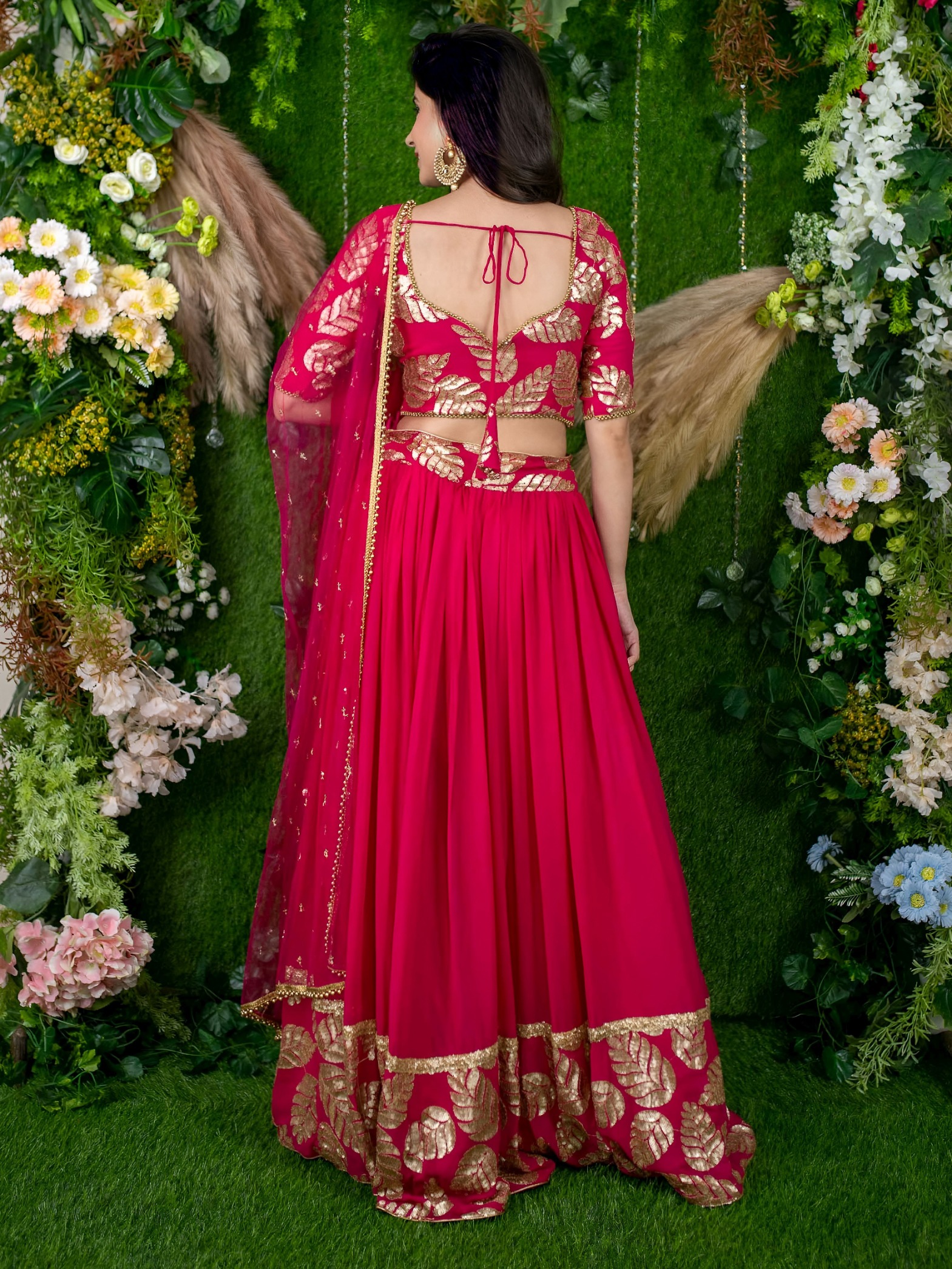 Blush Pink Georgette Zari Embroidered Flared Lehenga Choli — alternate view