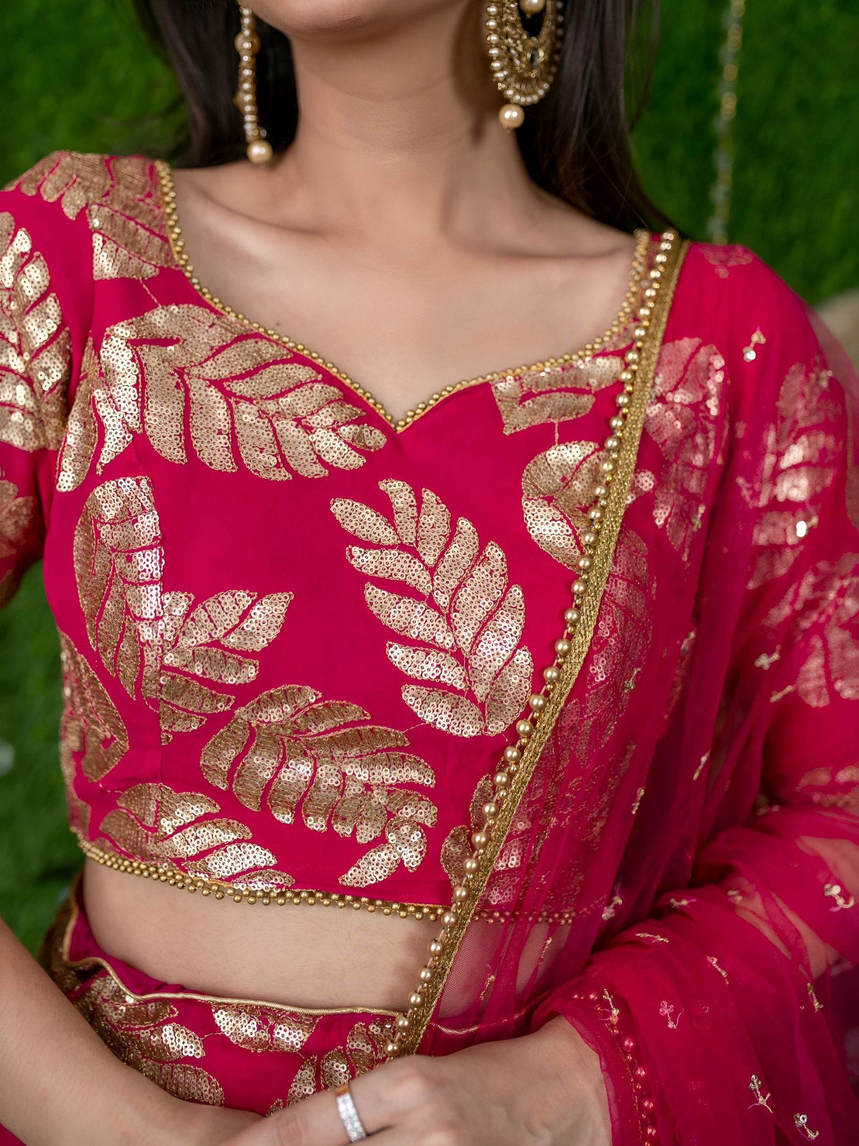 Blush Pink Georgette Zari Embroidered Flared Lehenga Choli