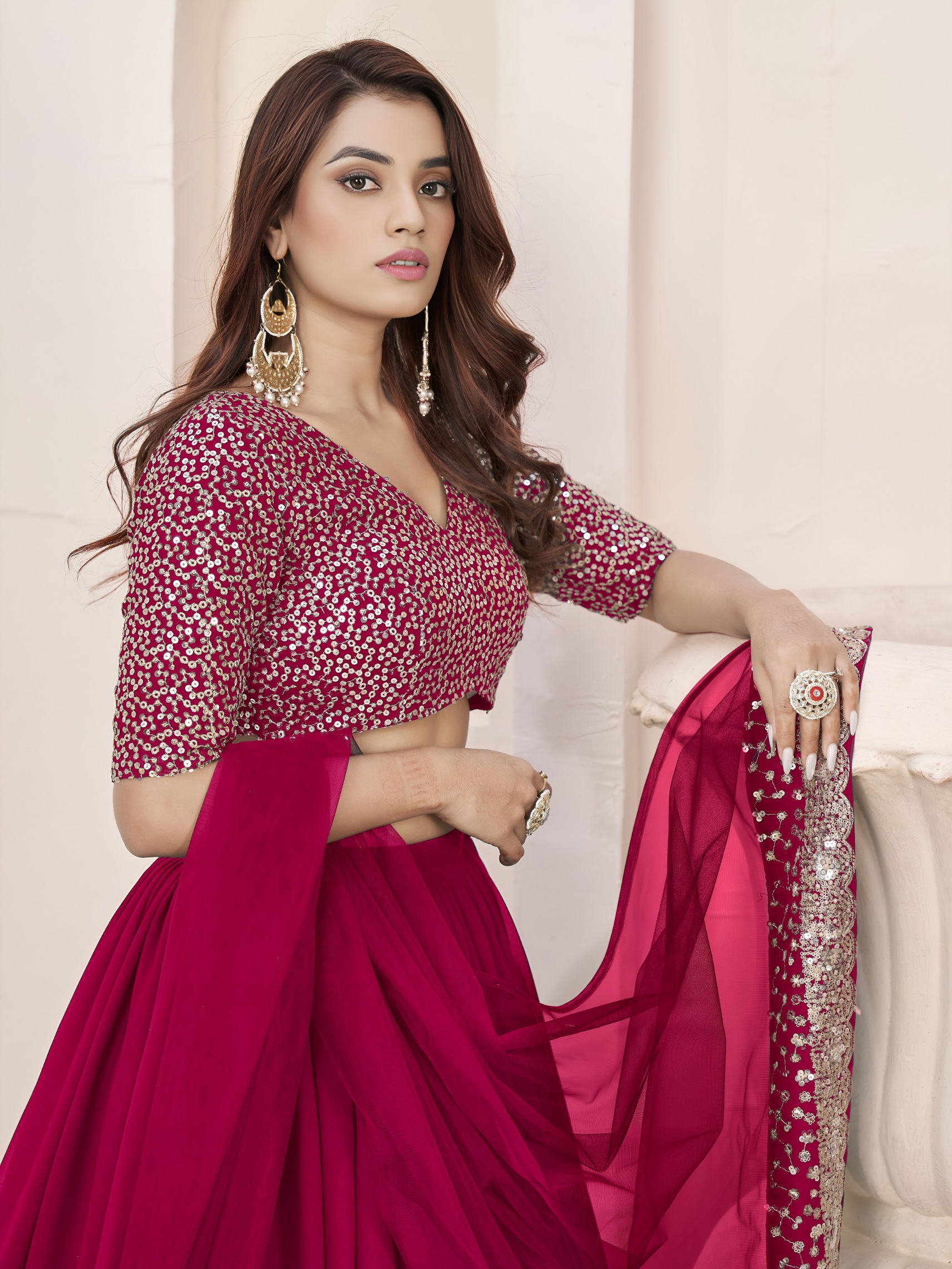 Blush Pink Zari Embroidered Layered Lehenga Choli