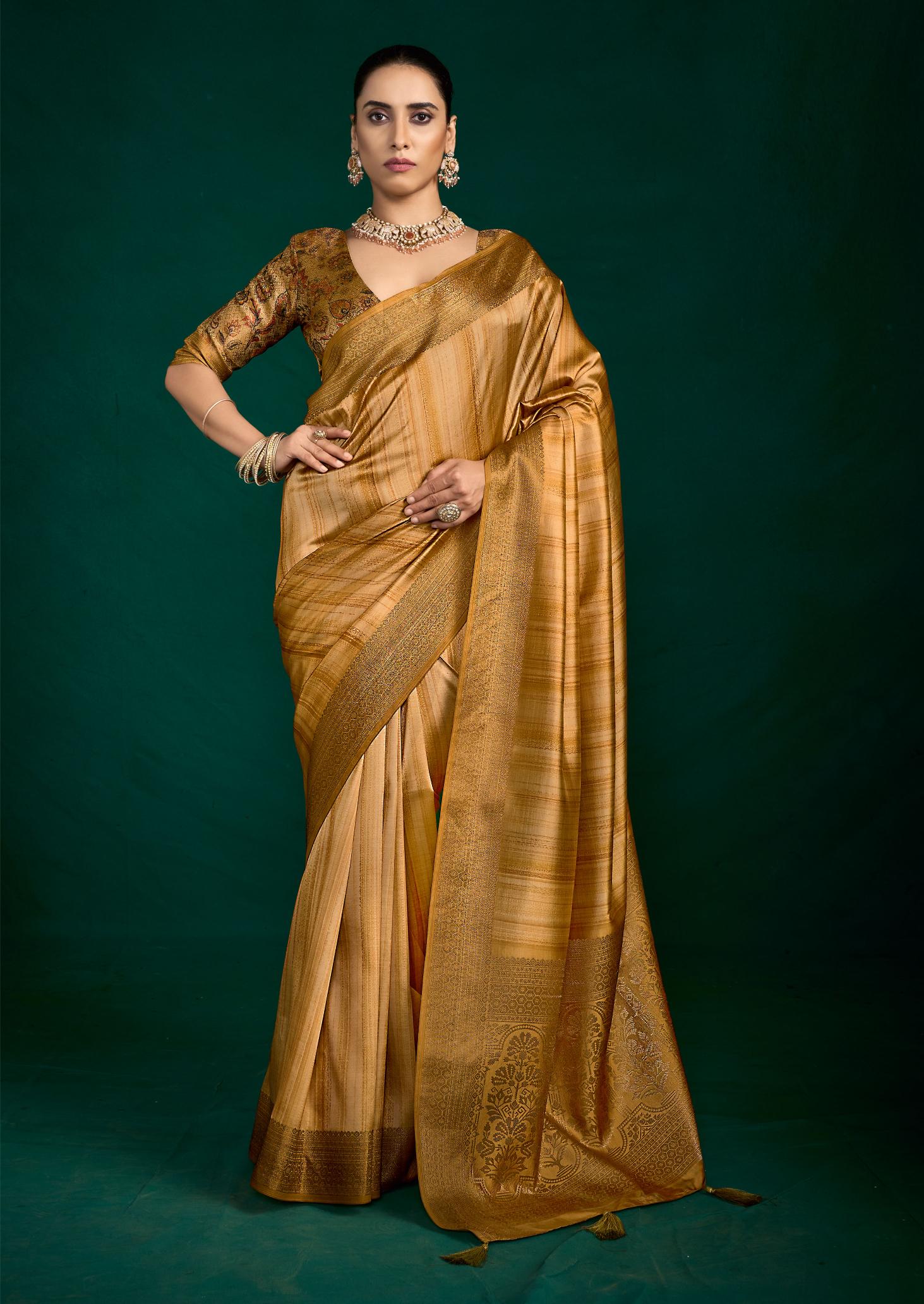 Bronze Gold Tussar Silk Saree