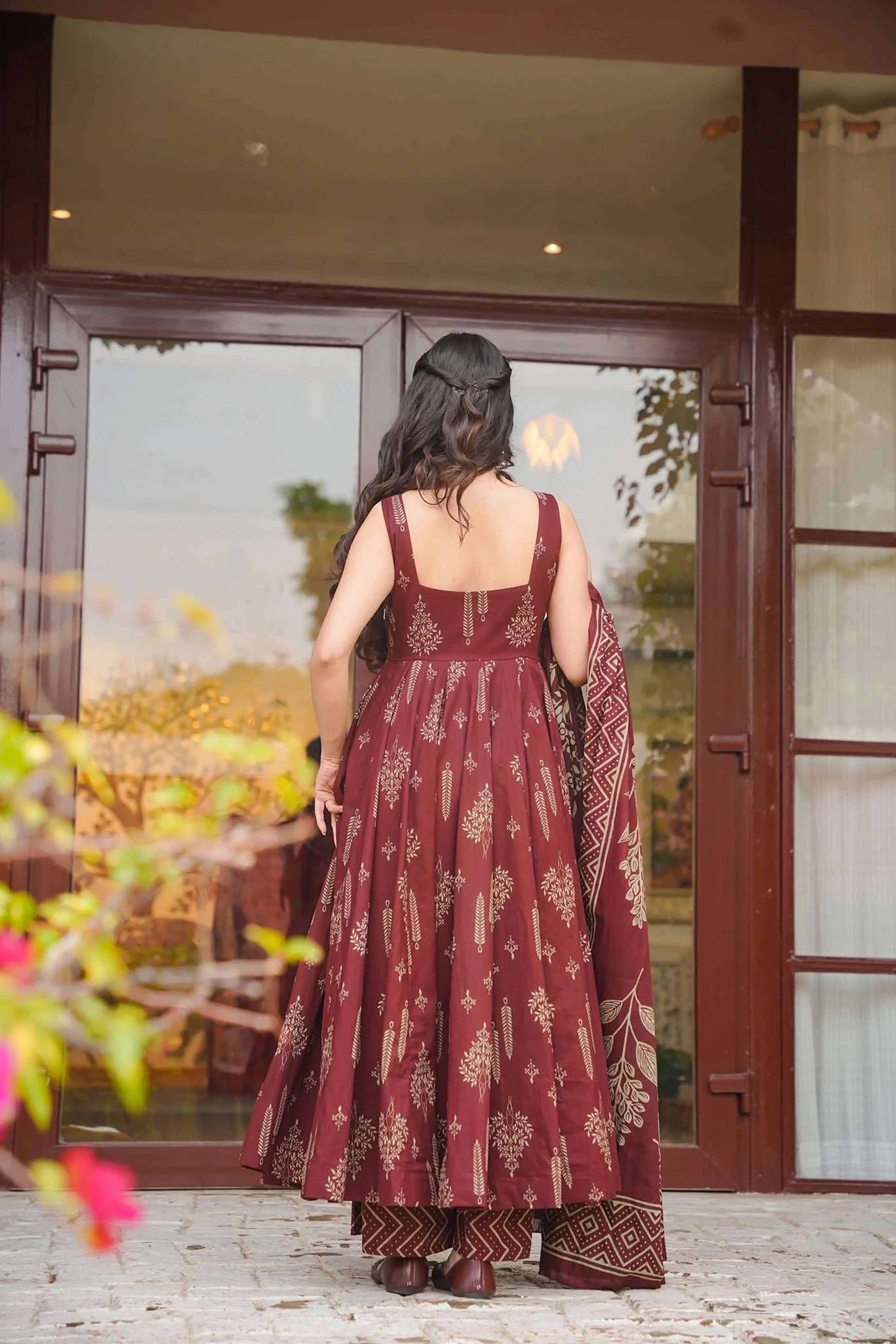 Brown Anarkali Palazzo Suit — alternate view