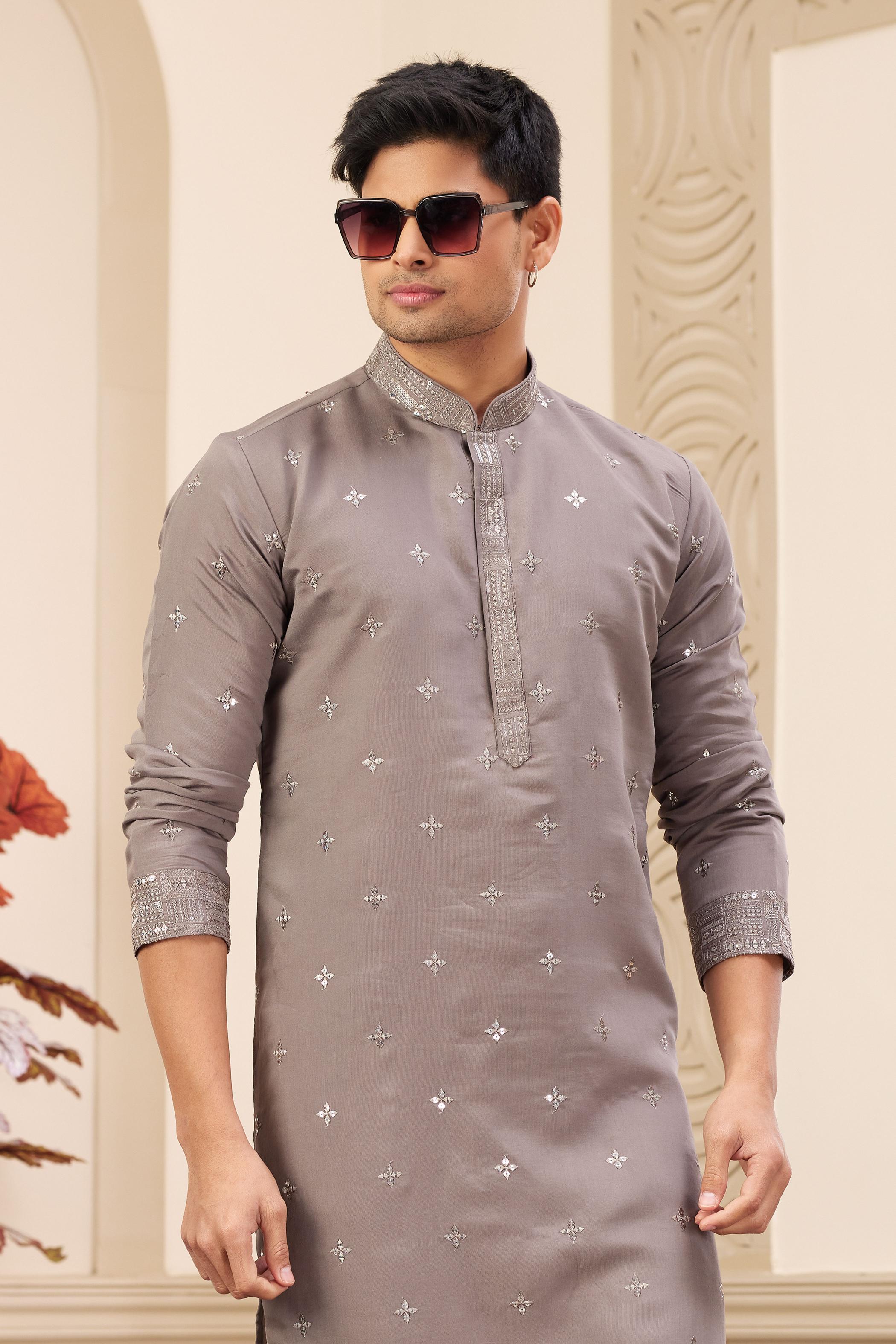 Brown Art Silk Kurta Payjama — alternate view