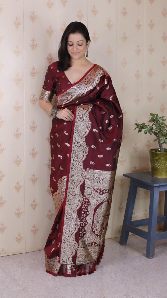 Brown Banarasi Silk Saree