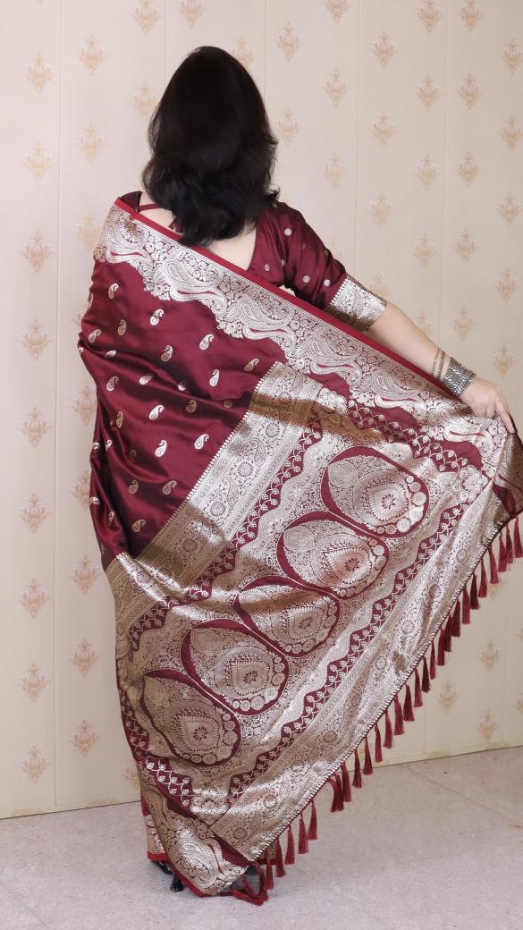 Brown Banarasi Silk Saree — alternate view
