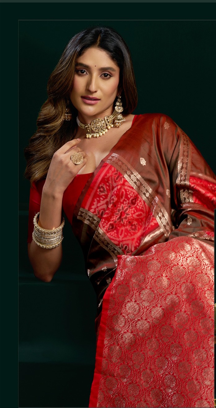Brown Banarasi Silk Zari Woven Traditional Saree
