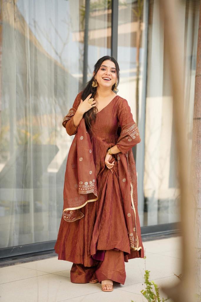Brown Chinnon Salwar Suit