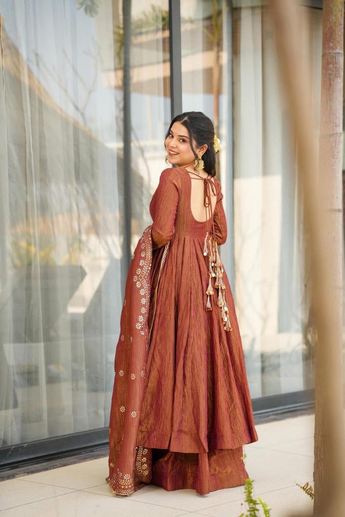 Brown Chinnon Salwar Suit — alternate view