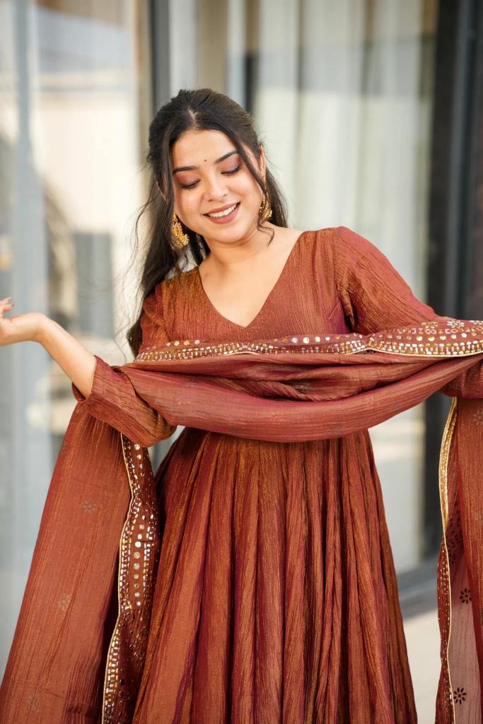 Brown Chinnon Salwar Suit