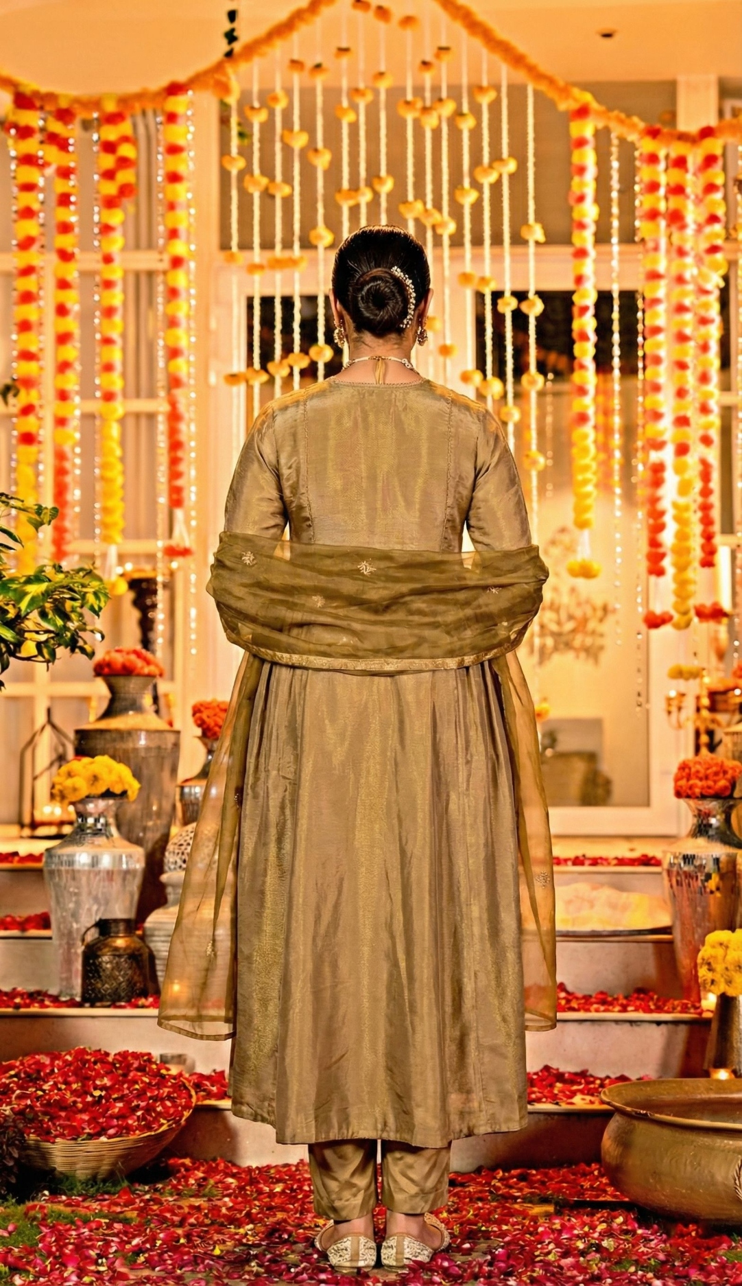 Brown Contemporary Embroidered Organza Salwar Suit — alternate view