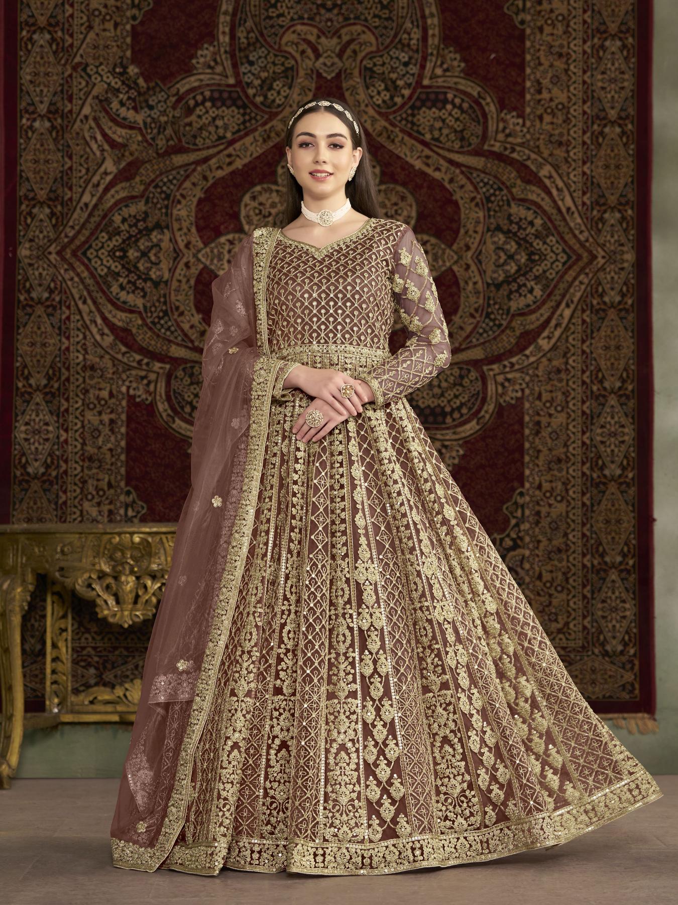 Brown Embroidery Gown