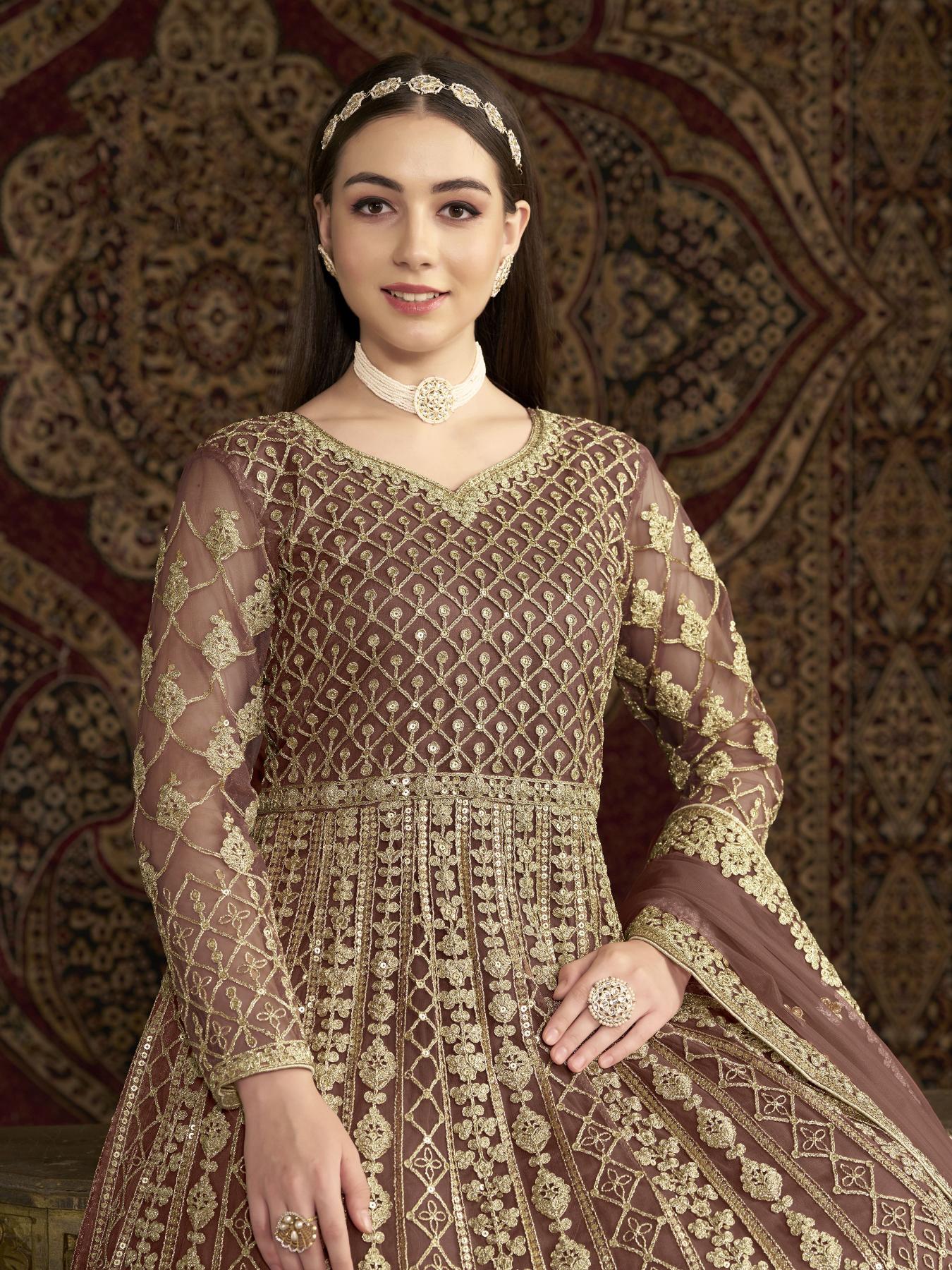Brown Embroidery Gown