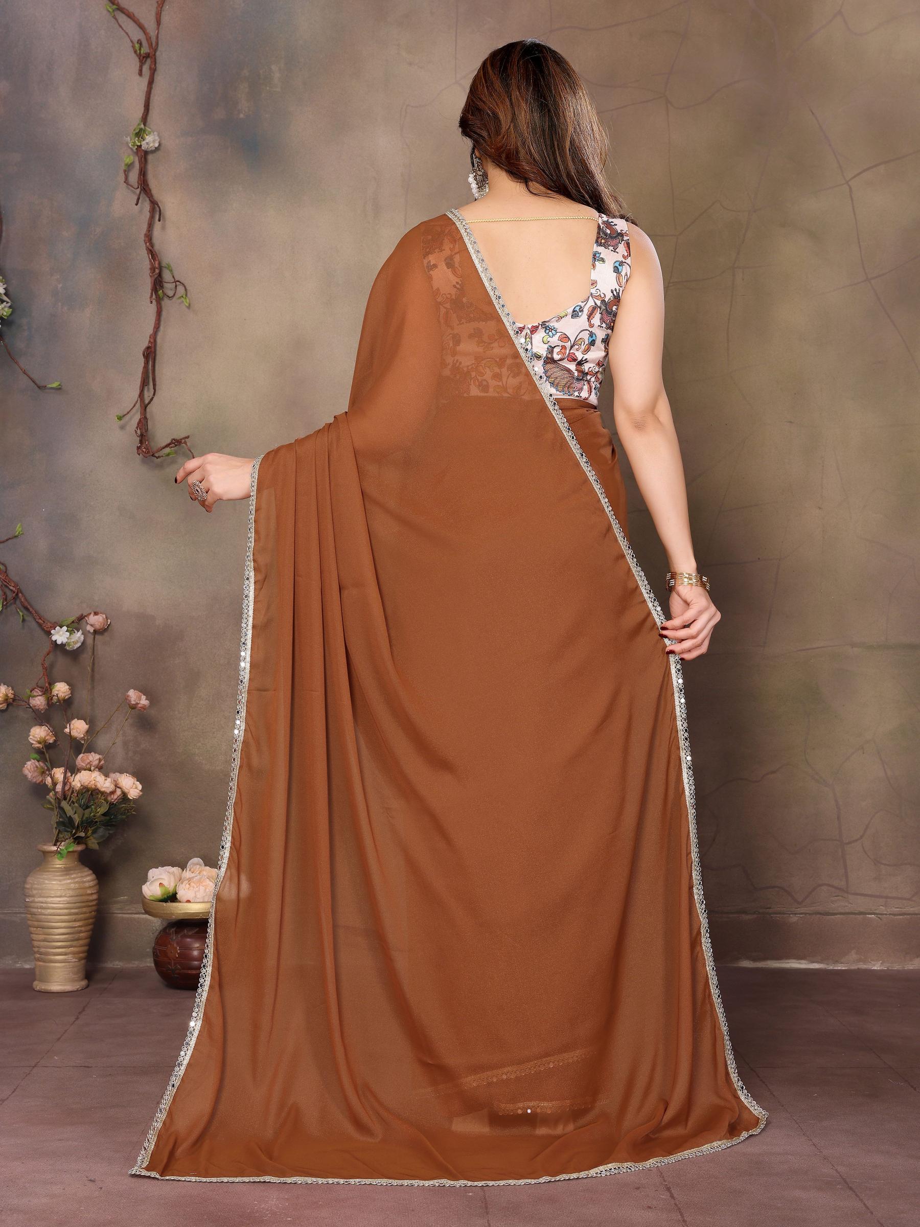 Brown Georgette Saree — alternate view